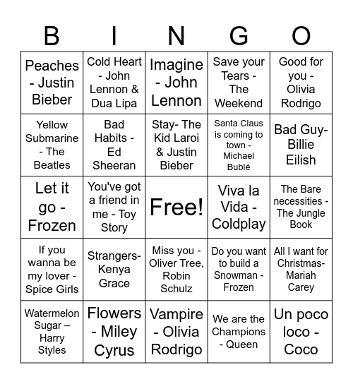 Christmas 2023 Bingo Card