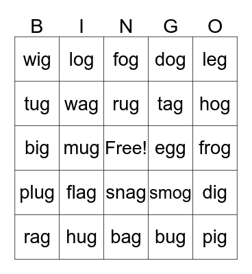 final g Bingo Card