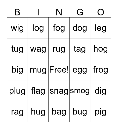 final g Bingo Card