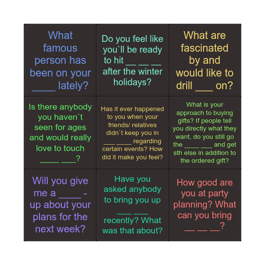 Enough is Enough Bingo Card