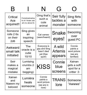 Transplanar CHAOS A1 Interlude!! Bingo Card