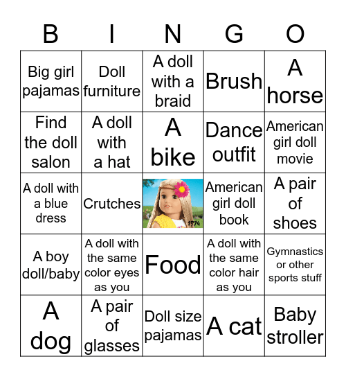 American Girl BINGO! Bingo Card