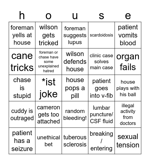 monsieur maison le médecin Bingo Card