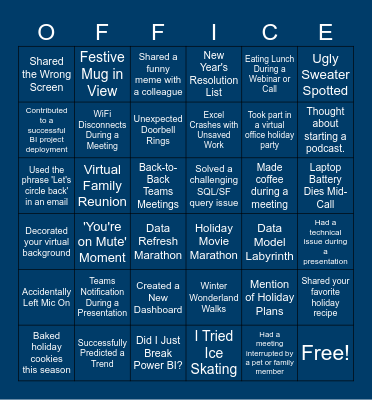 Analytics Team Meeting Bingo Card