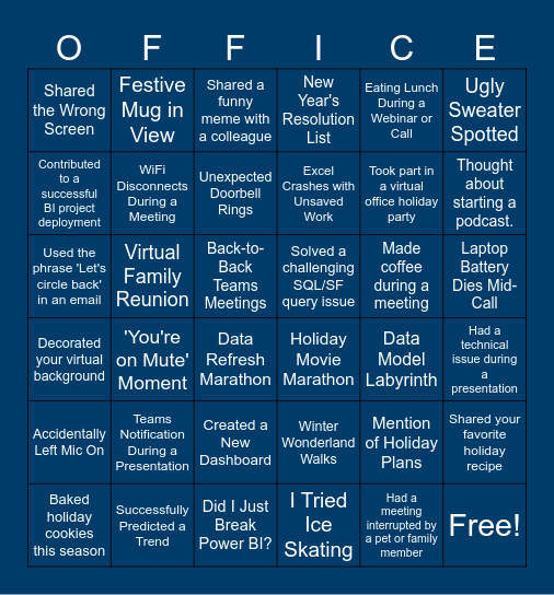 Analytics Team Meeting Bingo Card