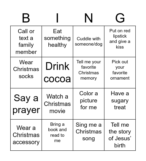 Elf Bingo Card