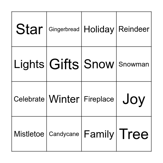 Holiday Bingo Card