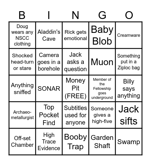 Curse of Oak Island Bingo Card