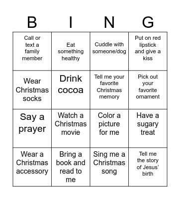 Elf Bingo Card