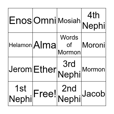 Book of Mormon Bingo Card