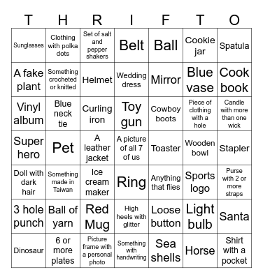 THRIFTO Bingo Card