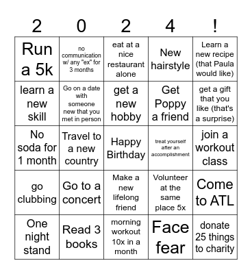 Caroline's 2024 Bingo Card