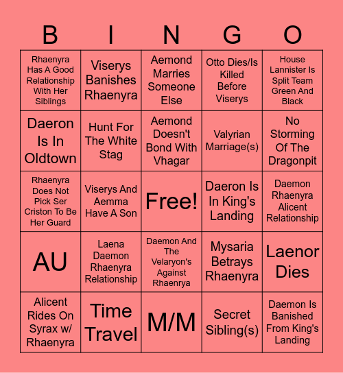 HOTD/Dance Era Bingo Card