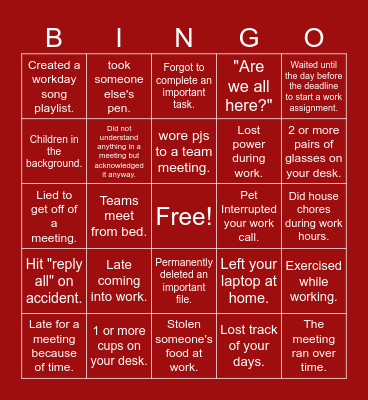 Team Building! Bingo Card
