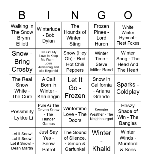Hello There Snow Bingo Card