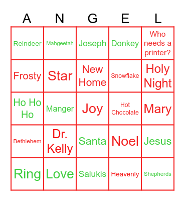 ANGEL Bingo Card