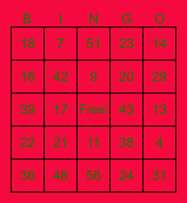 Holiday Bingo Card