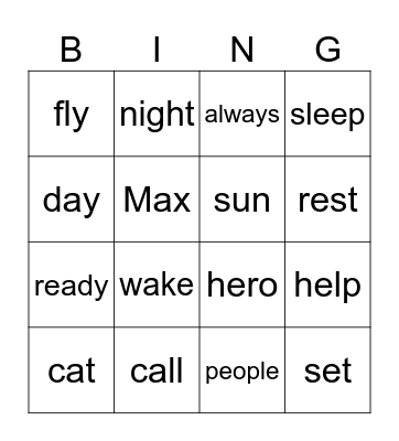 Our hero, Max Bingo Card