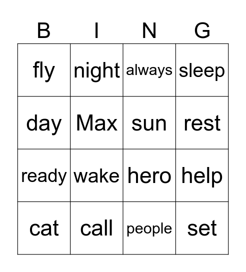 Our hero, Max Bingo Card