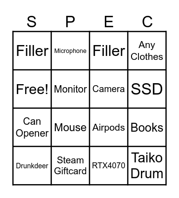 Specmas Bingo | Present Bingo Card