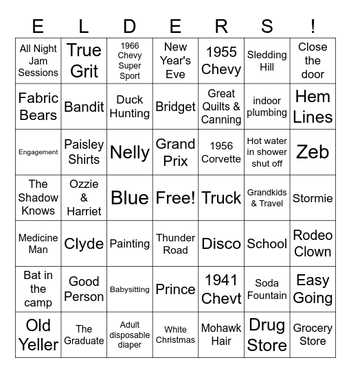 How Well Do You Know Your Elders? Bingo Card
