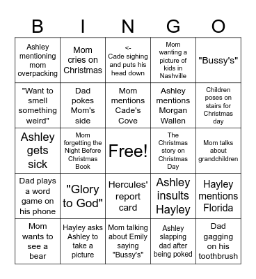 Family Bingo! Bingo Card
