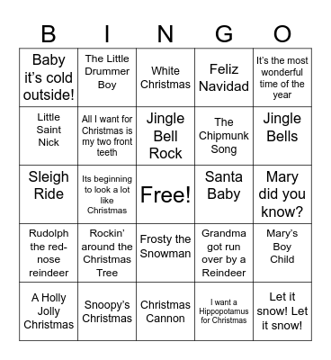 Christmas SINGO Bingo Card