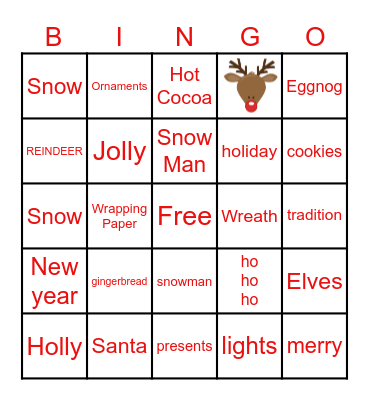 HALL Holiday Bingo Card
