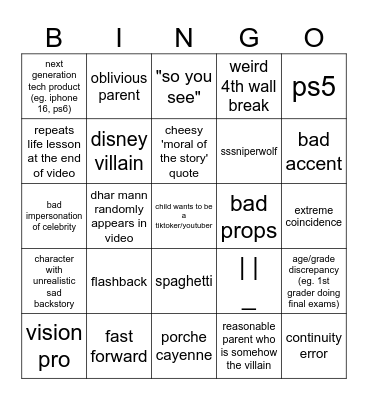 dhar dhar binks Bingo Card