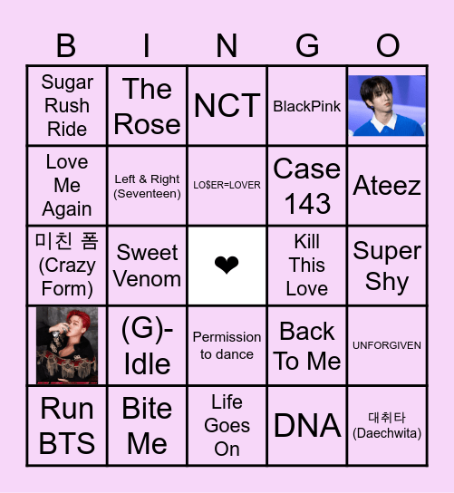 kpop bingo Card