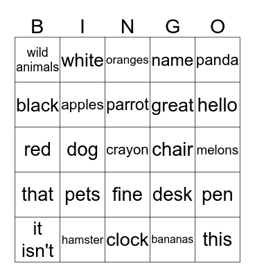 review Bingo Card