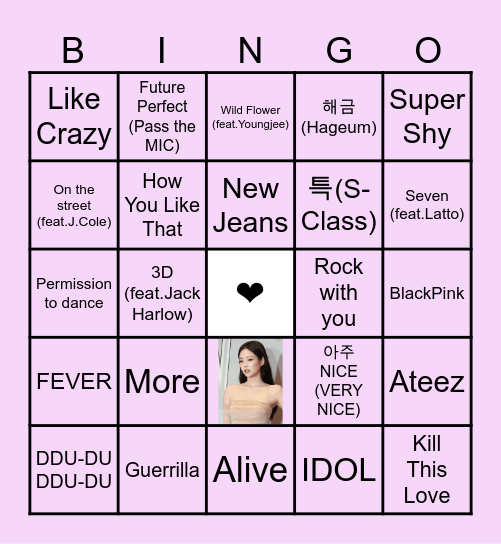 kpop bingo Card