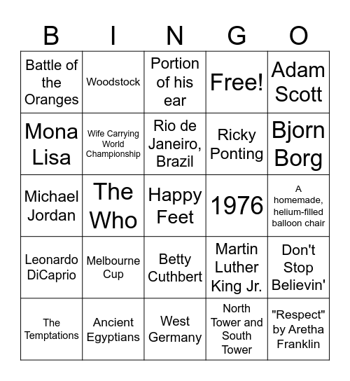 Xmas Trivia and Bingo Card