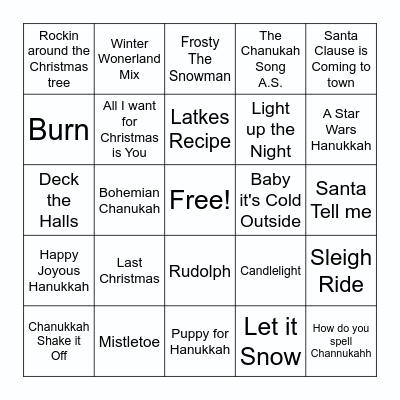 Holiday Music Bingo Card