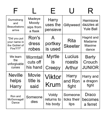 Goblet of Fire Bingo Card