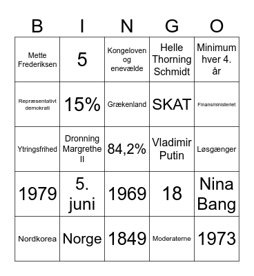 Demokrati bingo :) Bingo Card