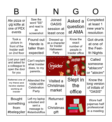 Insider Christmas Bingo 2023 Bingo Card