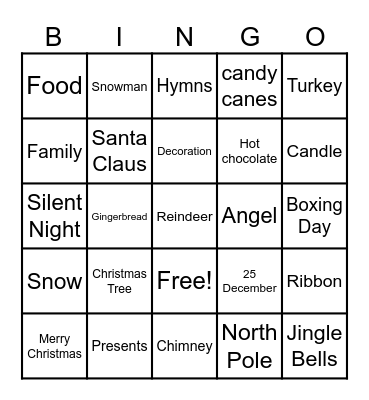 xmas Bingo Card