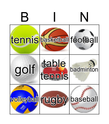 sports Bingo Card