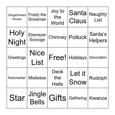 Bingo-Holidays Edition Bingo Card