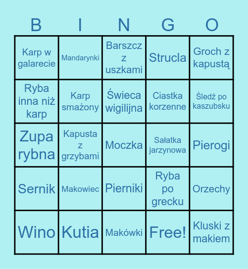 Świąteczny stół Bingo Card