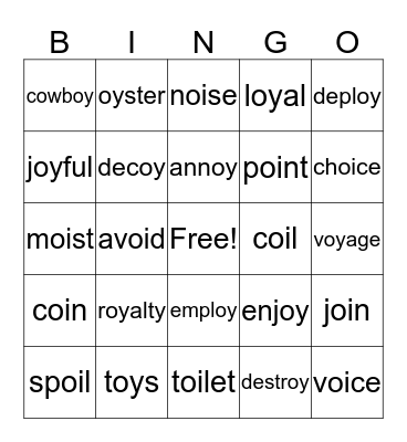 OY, OI BINGO  Bingo Card