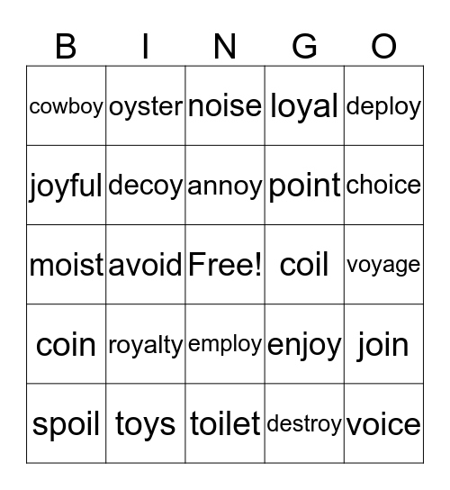 OY, OI BINGO  Bingo Card