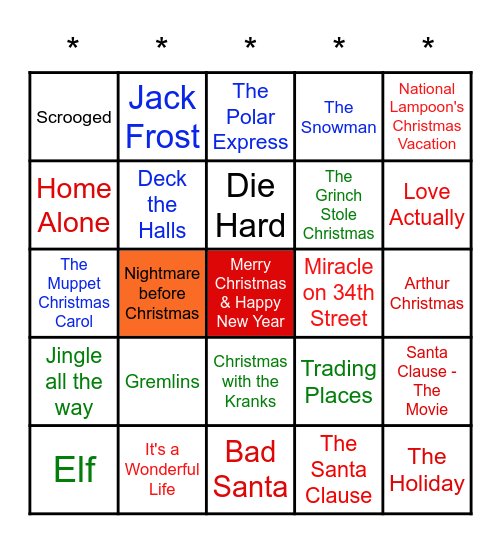 Christmas Movie Bingo 2023 Bingo Card