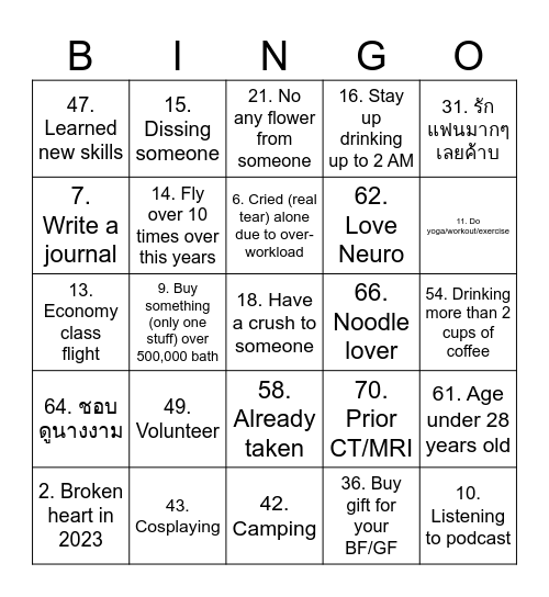 Diag CMU 2023 Bingo Card