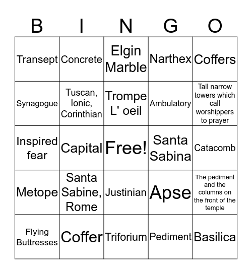 Architecture Bingo Card