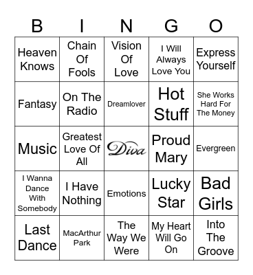 DIVAS Bingo Card