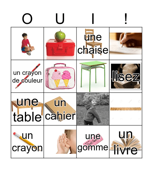 Dans ma salle de classe Bingo Card