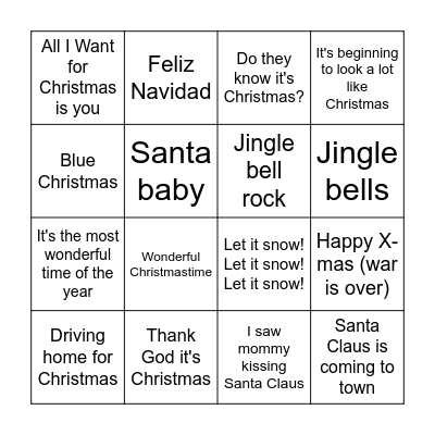 Kerstmuziek bingo Card