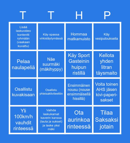 Aikamatka Alpeille Reissu Bingo Card